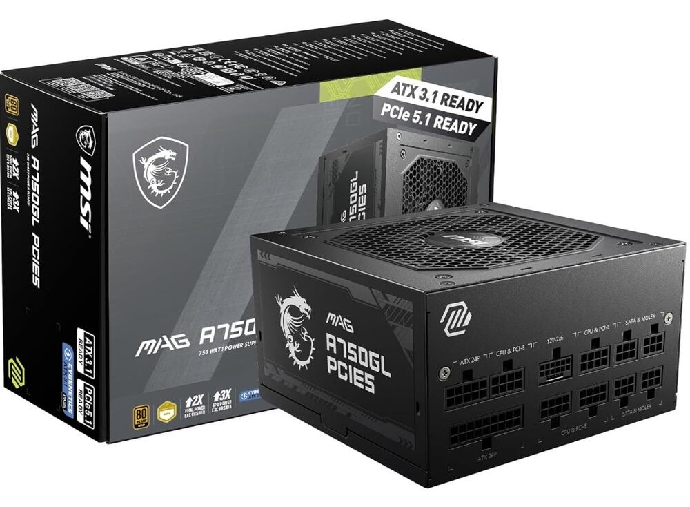 MSI MAG A750GL PCIE5 750W PSU 80+ Gold Fully Modular ATX 3.1 New Sealed
